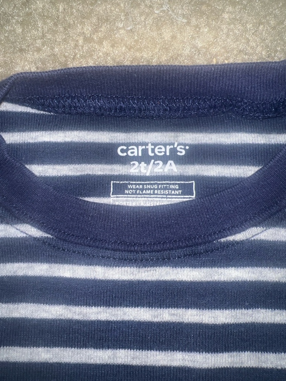 Carter's Navy and White Striped Short Sleeve Pajama Set - Picture 2 of 2